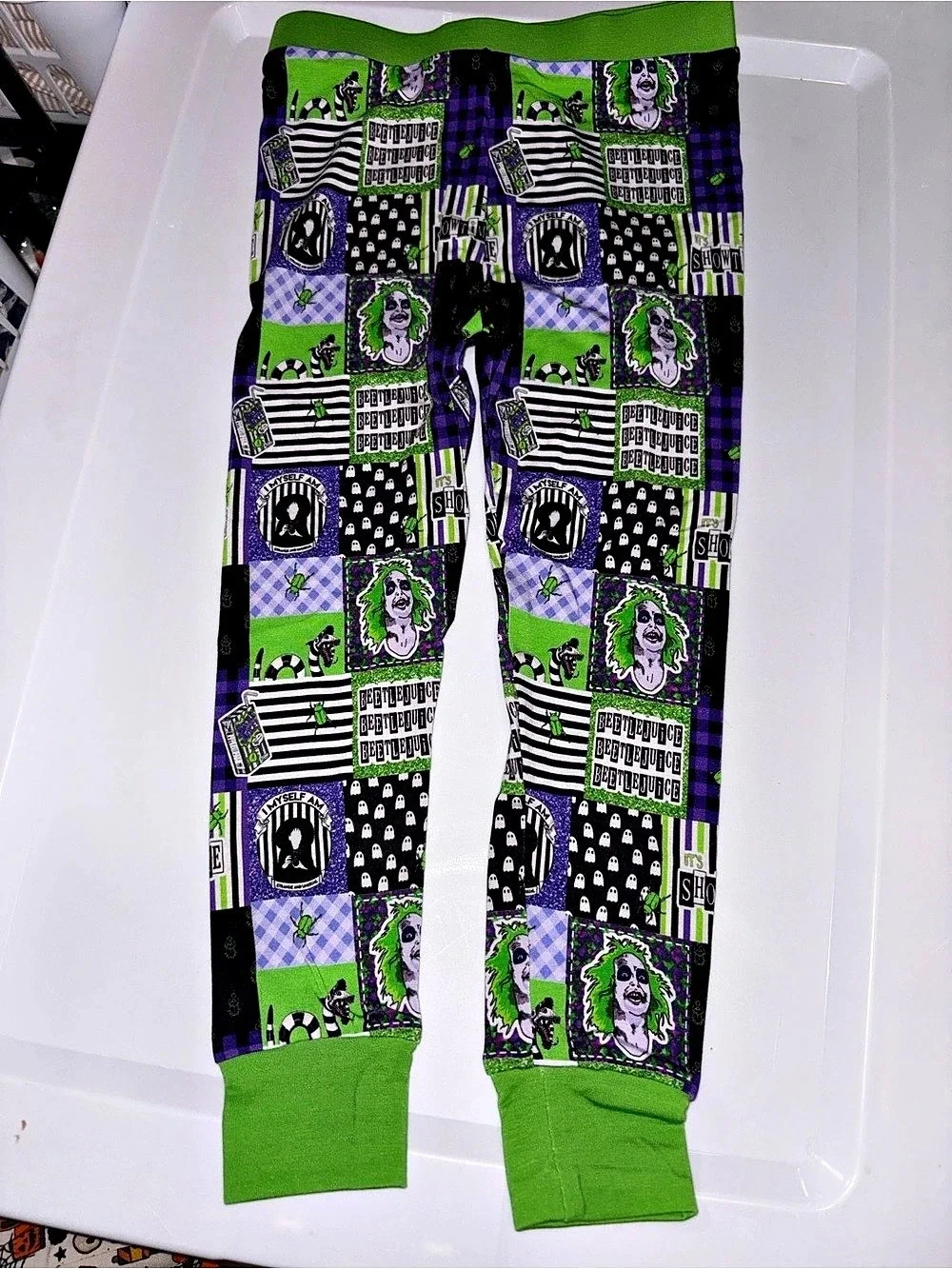Halloween Green & Purple Patchwork Bamboo Pajama Set 18-24 months NWOT